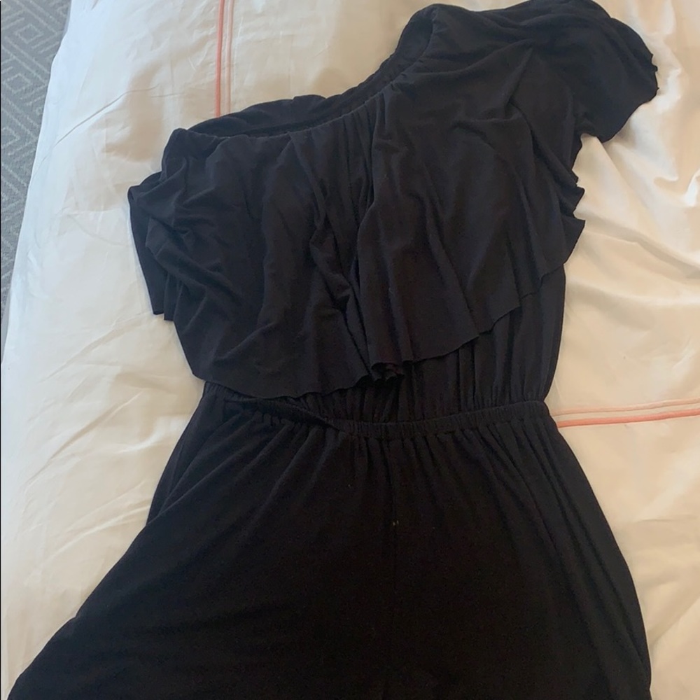 Black one shoulder romper